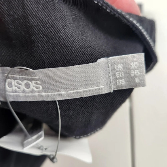 ASOS Black Lace Up Goth Steampunk Mini Skirt Side Zip Size US 6 NEW - Picture 4 of 12